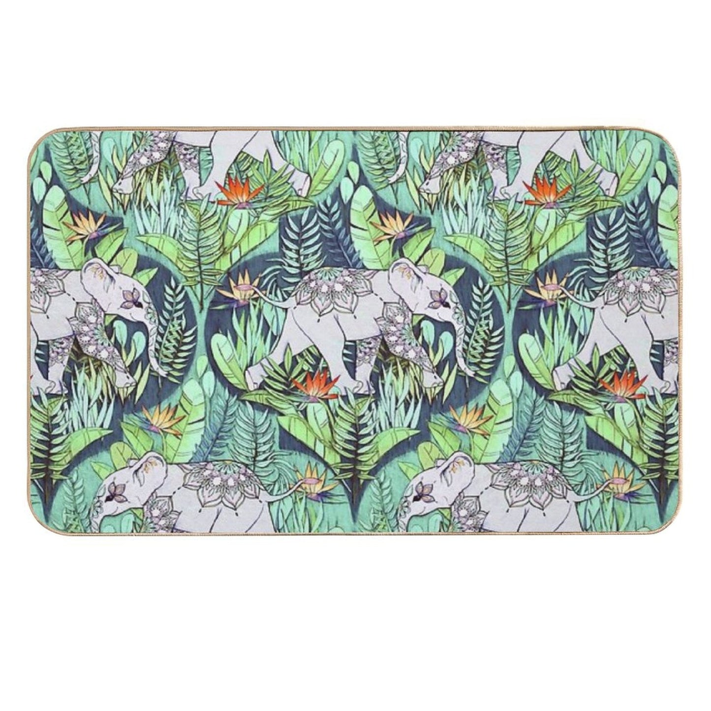 Little Elephant on A Jungle Adventure – Faded Vintage Version  Toxin-Free Bath Mat
