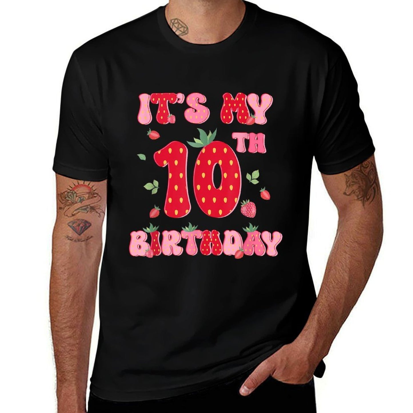 10 Year Old Strawberry It's My 10th Birthday Sweet Fruit  Lightweight T-Shirt