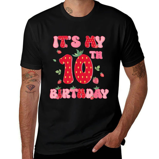 10 Year Old Strawberry It's My 10th Birthday Sweet Fruit  Lightweight T-Shirt