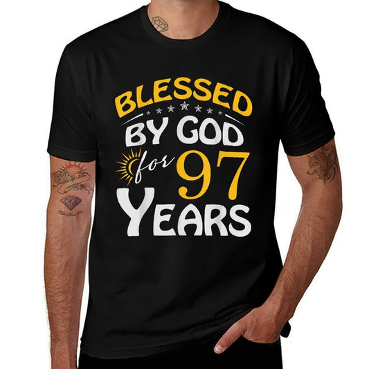 Vintage Blessed by God For 97 Years Old Happy 97th Birthday  Durable T-Shirt