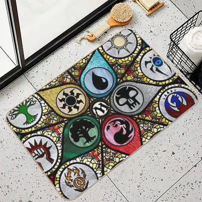 Vintage MTG Stained Glass Art  Dirt-Trapping Bath Mat