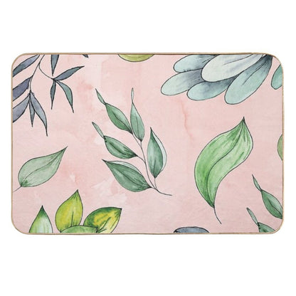 Cheerful Watercolour Leaf Minimalistic Pattern  Anti-Trip Bath Mat