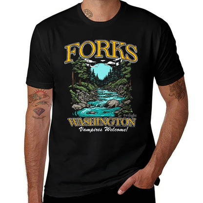 Twilight Forks Washington Vampires Welcome Premium  Eco-friendly Material T-Shirt