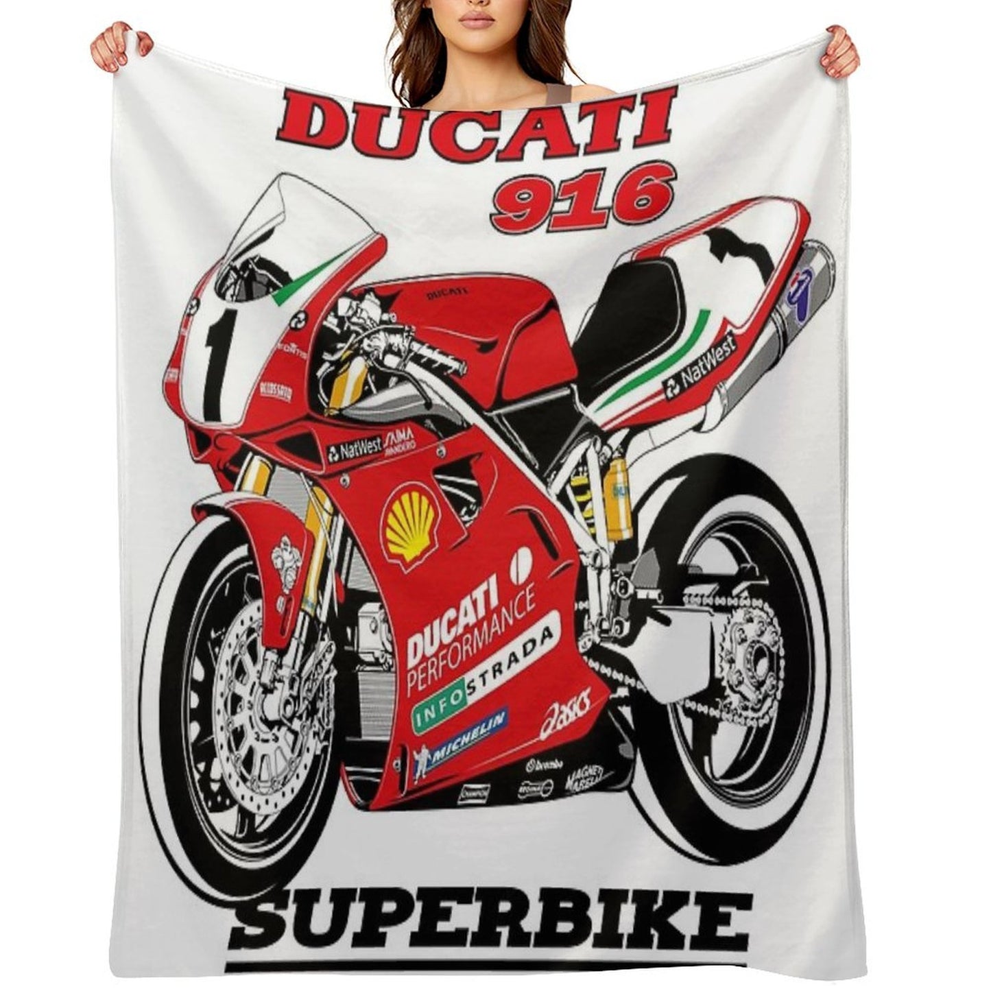 DUCATI 916 Superbike Travel-friendly Throw Blanket