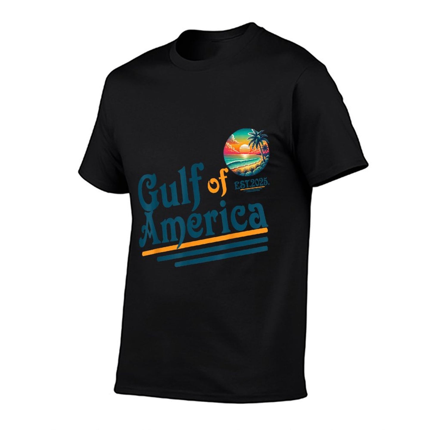 Vintage Gulf Of Us America Retro Sunset Gulf Of Us America Oversized Silhouette T-Shirt