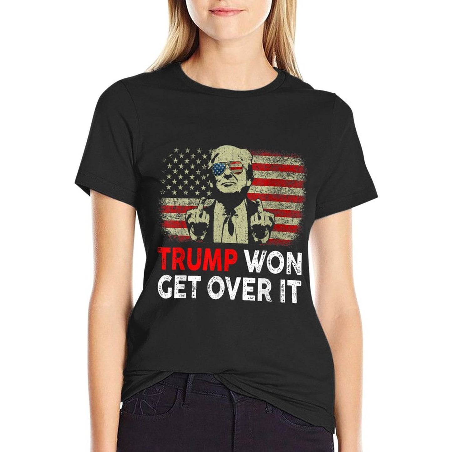 Trump Won Get Over It Patriotic Pro Trump Anti Kamala Funny  Fade-proof Color T-Shirt