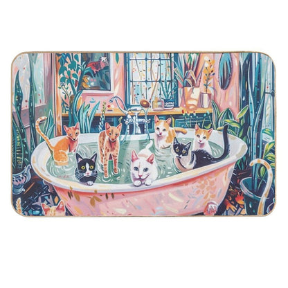Cats in Bathroom II  Non-Slip Bath Mat