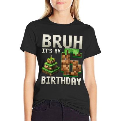 Birthday Boy Bruh It's My 6th Birthday Gamer Pixel Number  Durable T-Shirt