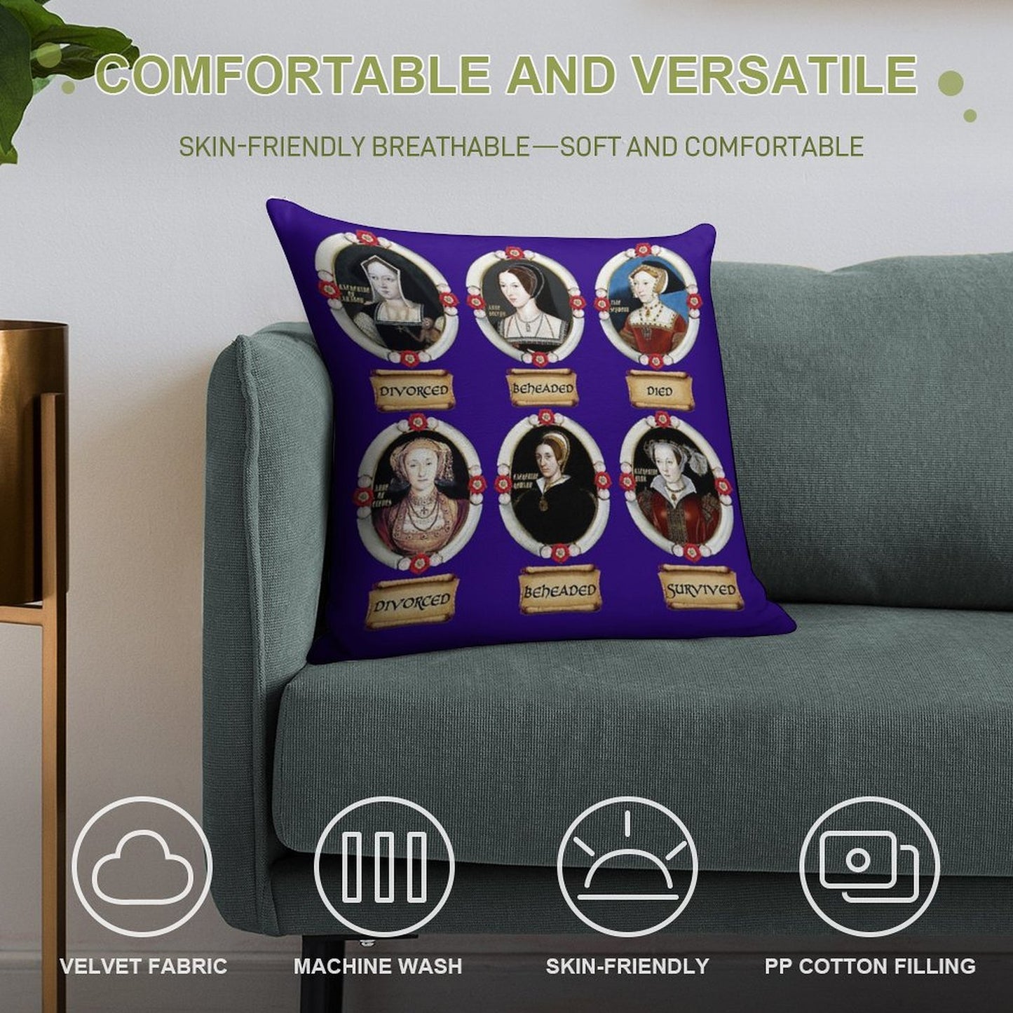 The Six Wives. Soft Gift Ready Throw Pillow