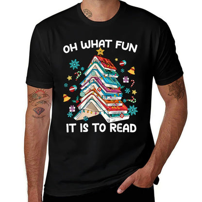 Oh What Fun It Is to Read Book Tree Lights for Everyone  Wrinkle-resistant T-Shirt
