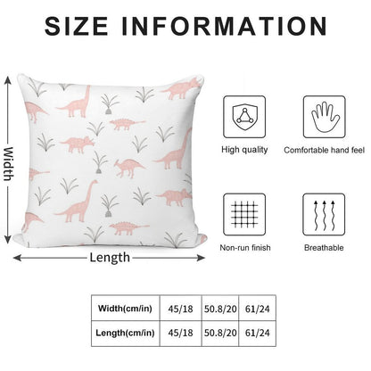 Pink Dinosaurs Soft Shrink-Resistant Throw Pillow