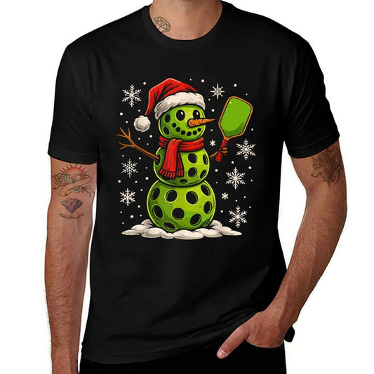 Christmas Pickleballs for Women Men Snowman Pickleball  Durable T-Shirt