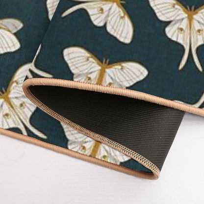 Luna Moth - Gold on Dark Teal  Easy To Clean Bath Mat