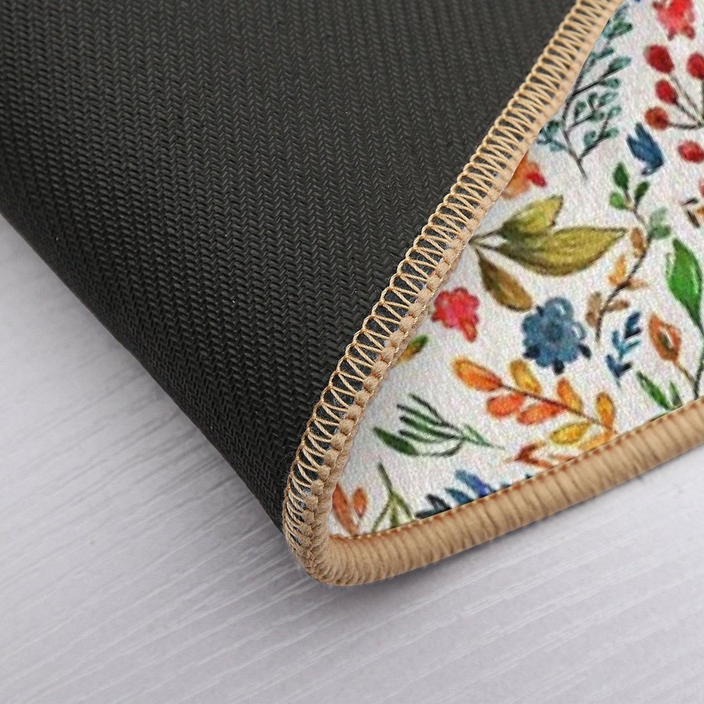 Watercolor Hand Drawn Flowers And Foliage  Odorless Bath Mat