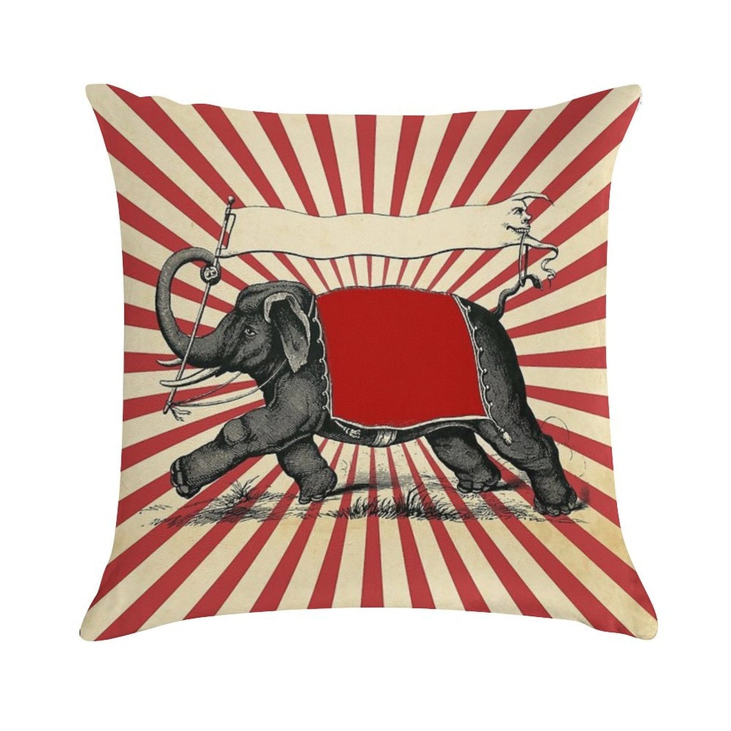 Circus Elephant Vintage Poster Pop Wall Street Art Soft Short Plush Fabric Throw Pillow
