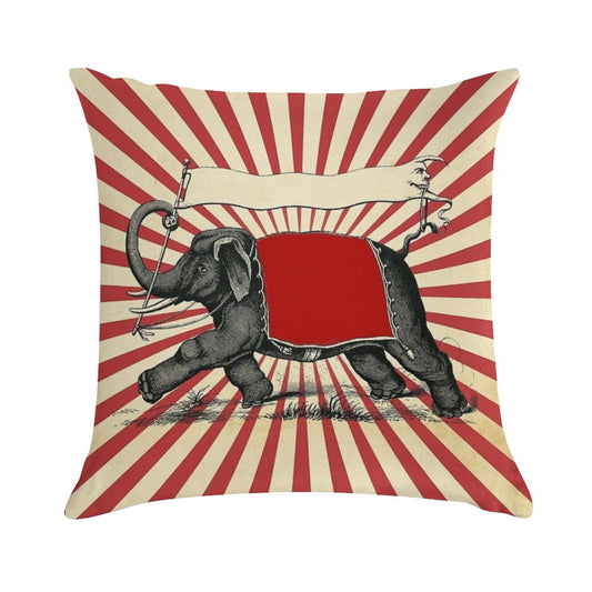 Circus Elephant Vintage Poster Pop Wall Street Art Soft Short Plush Fabric Throw Pillow