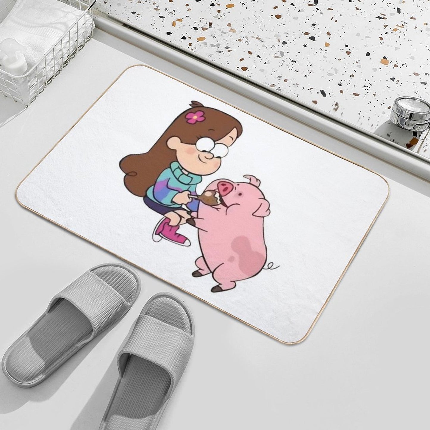Mabel & Waddles, Gravity Falls  Repositionable Bath Mat
