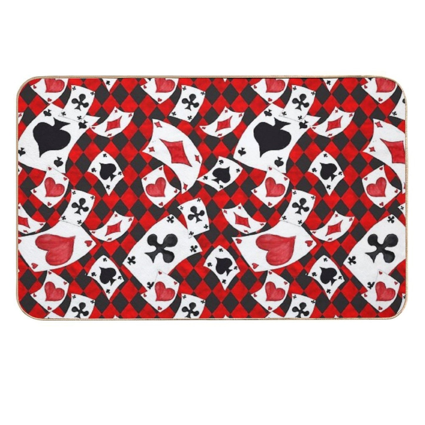 Whimsical Wonderland Flying Cards  Anti-Trip Bath Mat