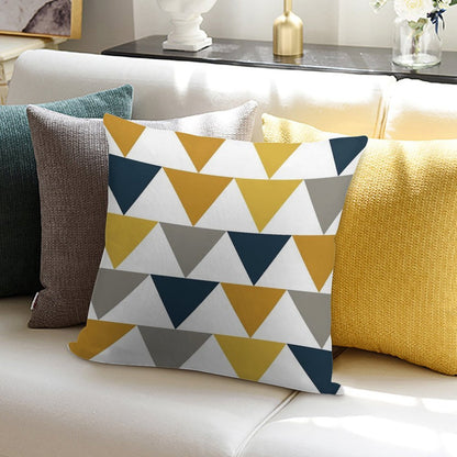 Arrows Light Mustard Yellow, Dark Mustard Yellow, Dark Blue, Grey, And White Geometric Pattern Soft Anti-Pilling Throw Pillow