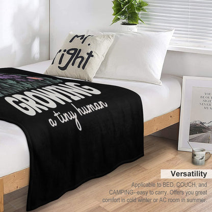 Growing A Tiny Human, Pregnancy Announcement Flower Travel-friendly Throw Blanket