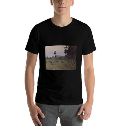 Twilight by Isaac Levitan (1900) Premium  High-quality Stitching T-Shirt