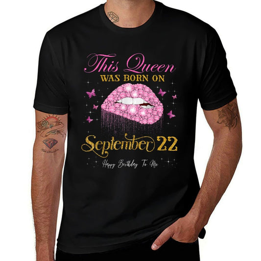 This Queen Was Born on September 22, 22nd September Birthday  Heathered Texture T-Shirt