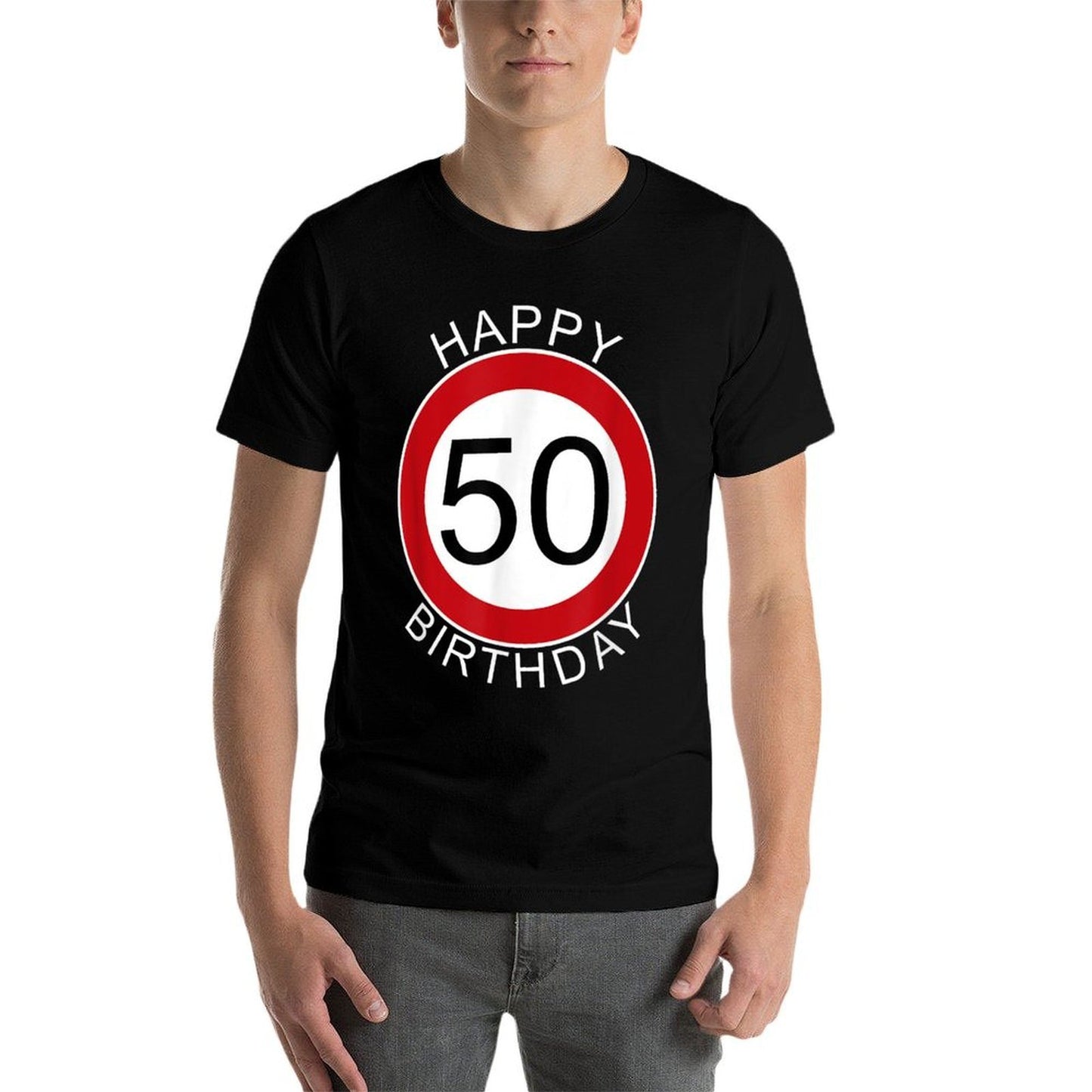Happy Birthday 50th Birthday Traffic Sign  Vintage-inspired T-Shirt