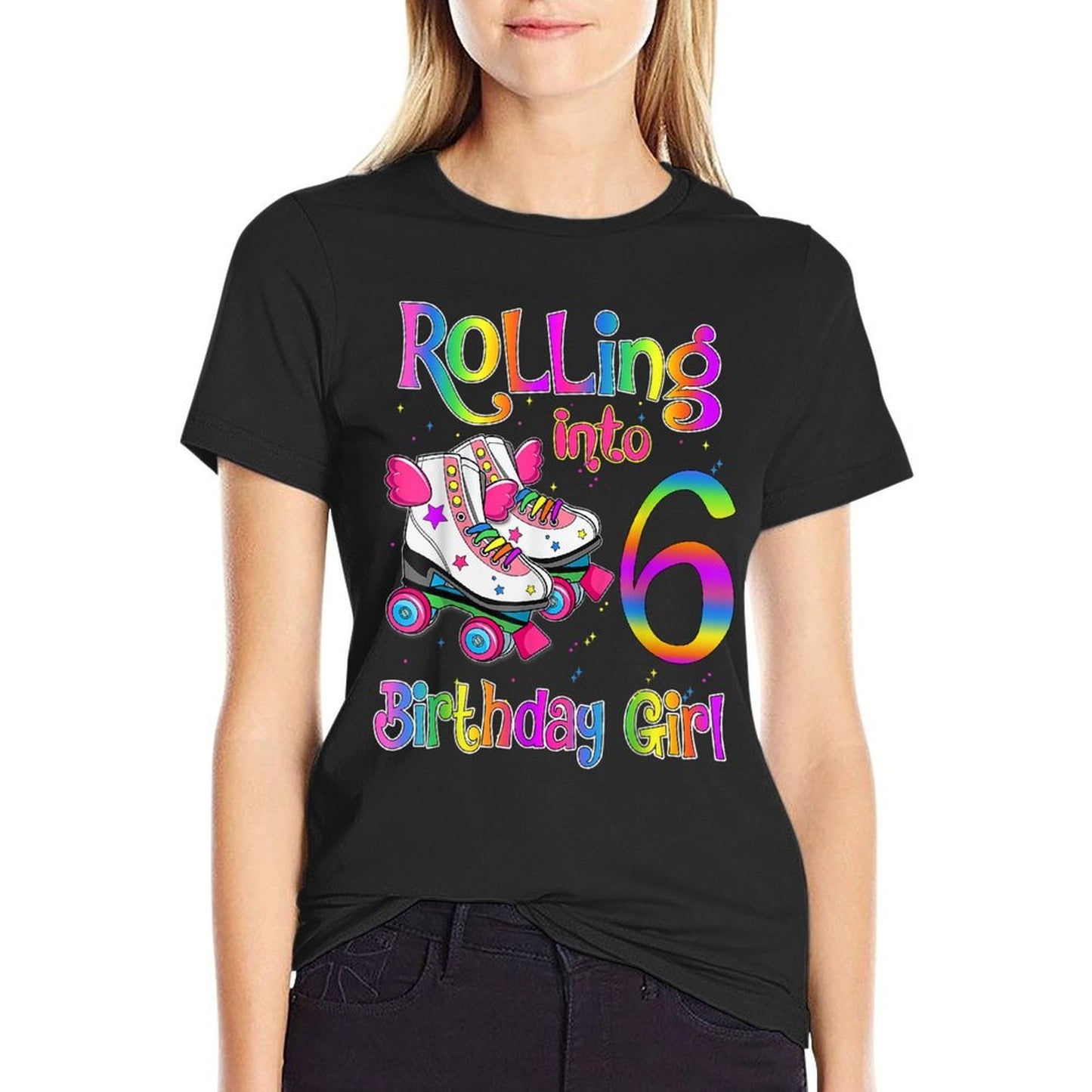 Rollin' Into 6 Roller Skating Rink 6th Birthday Party Girls  Affordable Price T-Shirt