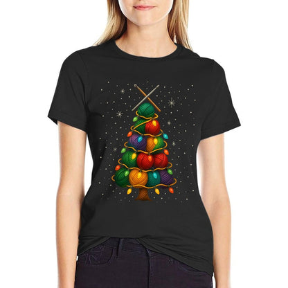 Yarn Christmas Tree Crochet Knitting Knitter Quilting  Graphic-printed T-Shirt