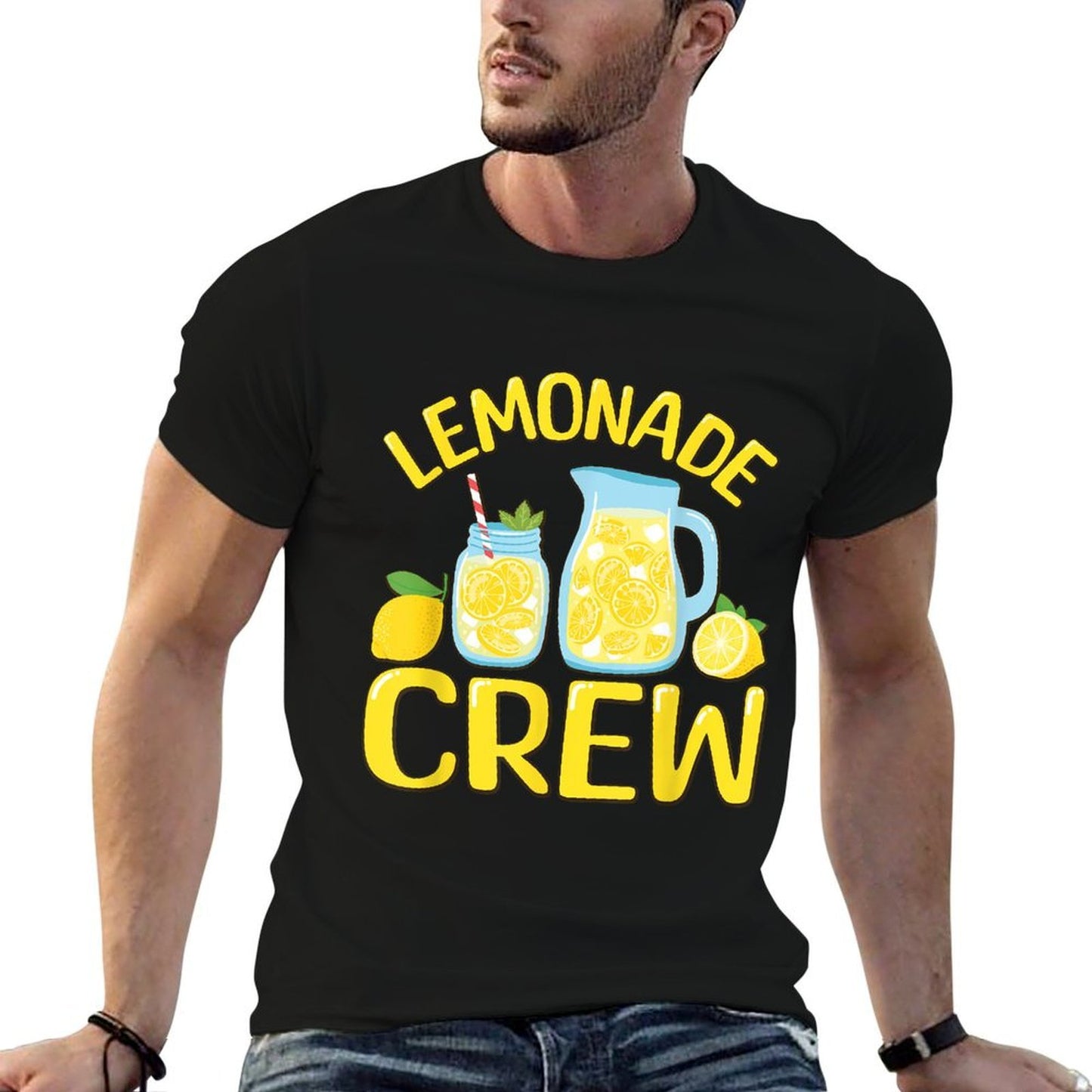 Lemonade Crew, Small, Black  Rolled Sleeves T-Shirt