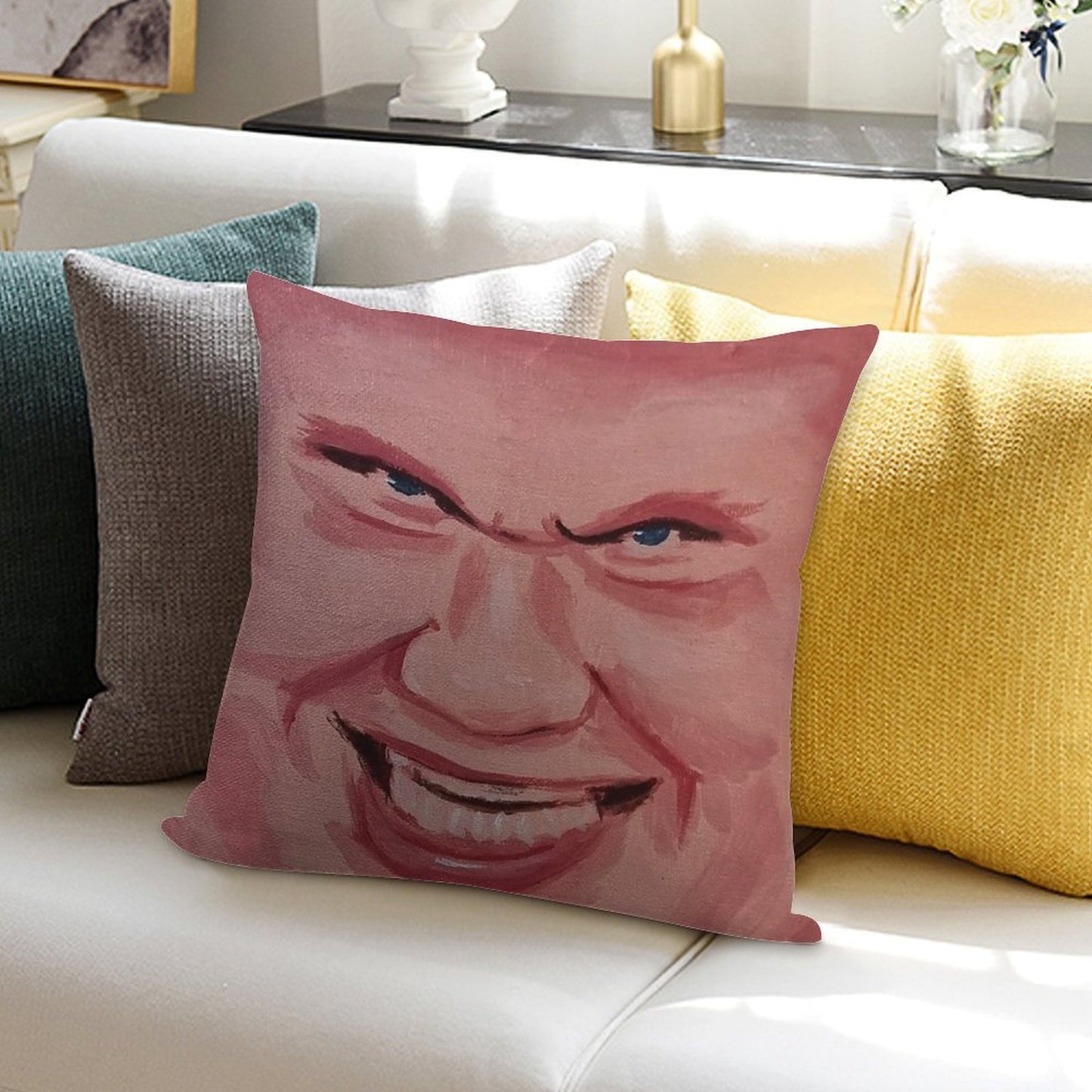 Evil Erling Haaland Face Soft Decorative Cover Throw Pillow