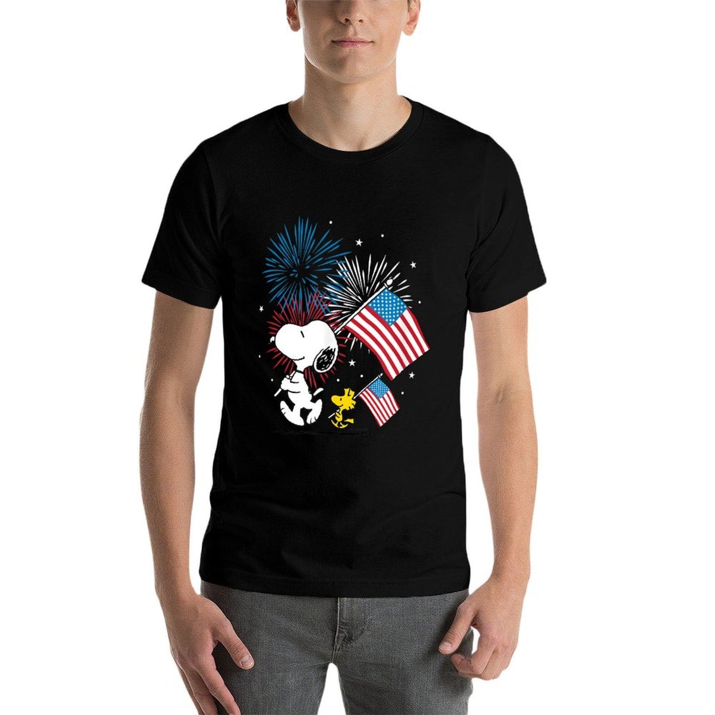 Peanuts - Snoopy & Woodstock Americans & Fireworks  Durable T-Shirt