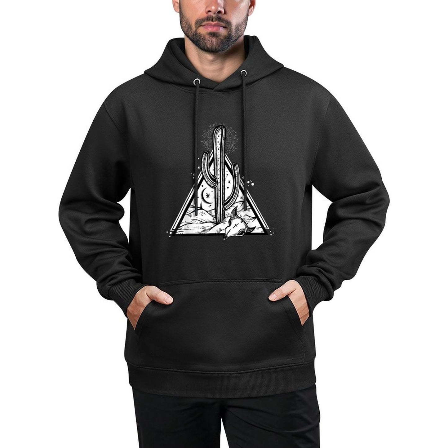 Desert Landscape Tshirt - Native American - Cactus Moon Kangaroo Pocket Hoodie