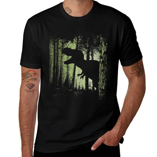 Womens T-Rex Shadow in Twilight Forest Tyrannosaurus Silhouette  Classic T-Shirt