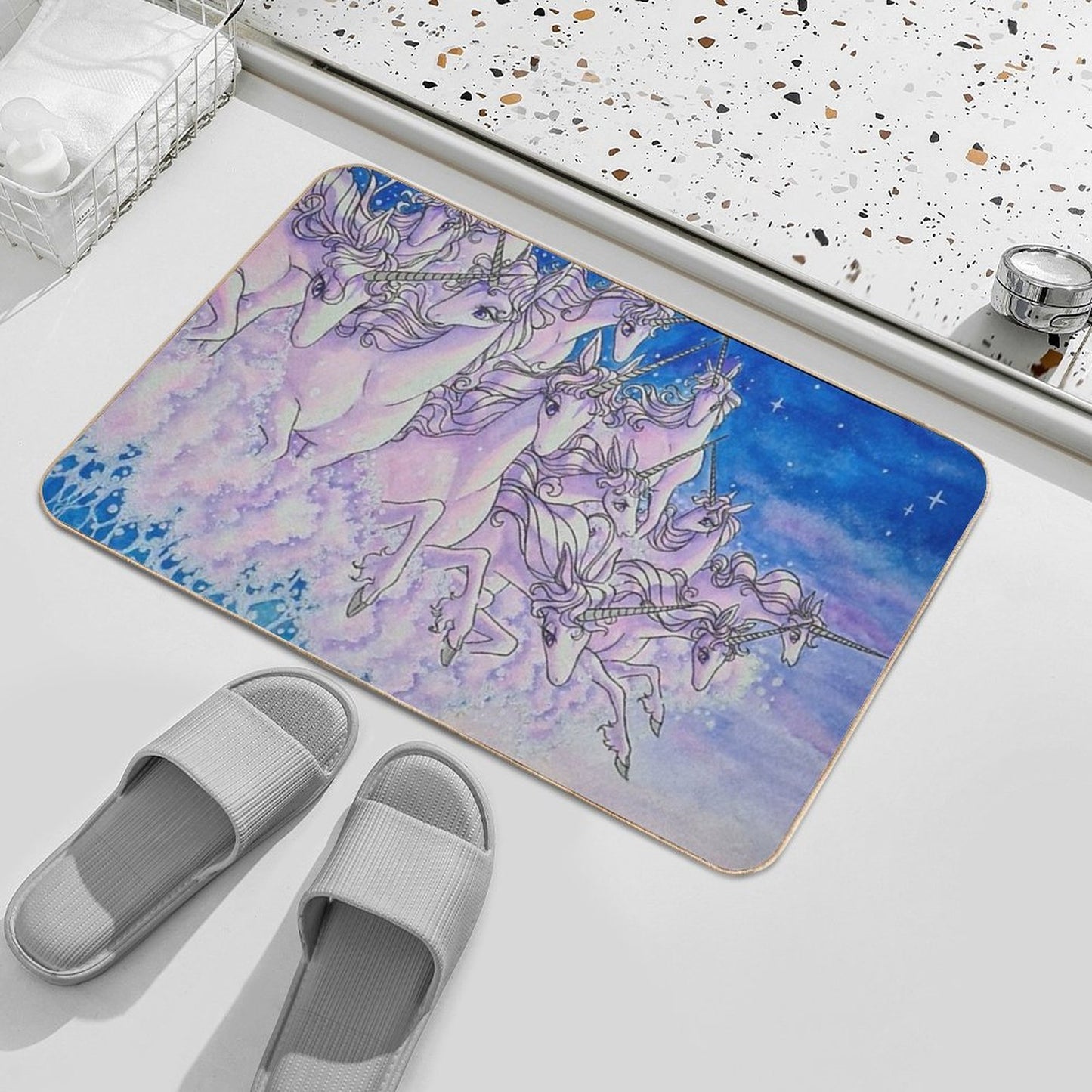 Unicorns in The Sea Part Two  Fade-Resistant Bath Mat