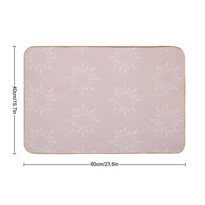 Cute Boho Sun Pattern Bohemian Aesthetic In Muted Colors Pale Pink  Multi-Purpose Bath Mat