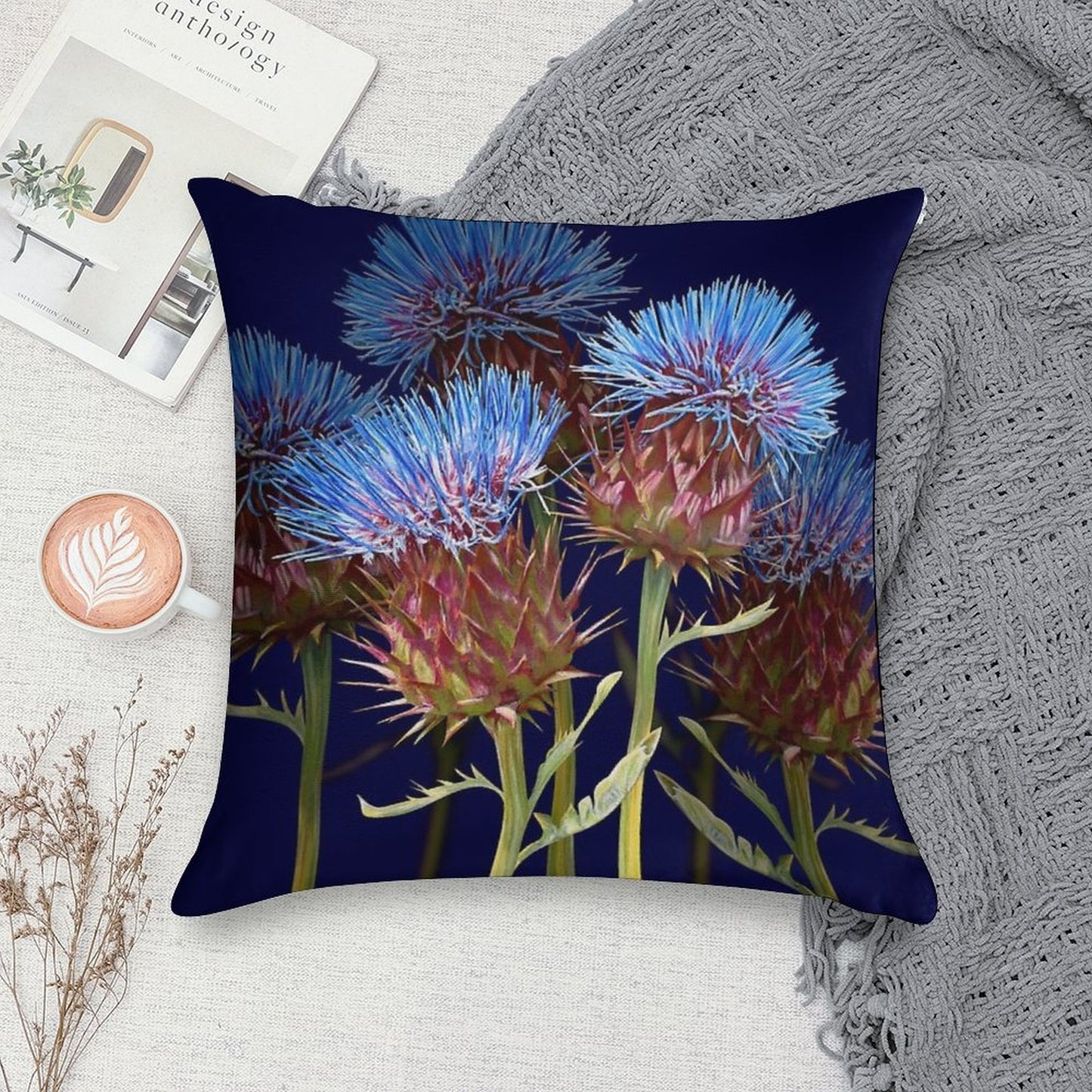 Scottish Thistle Soft Bedroom Essential Throw Pillow