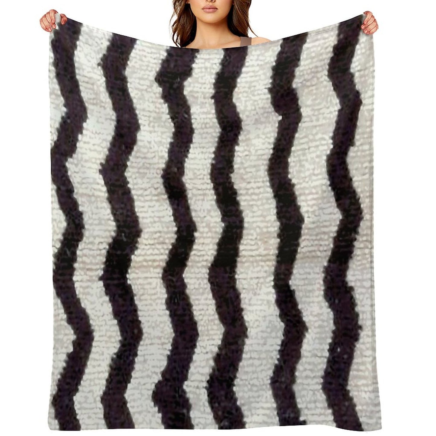 Moroccan Rug With Chevron Stripes Print Durable Throw Blanket