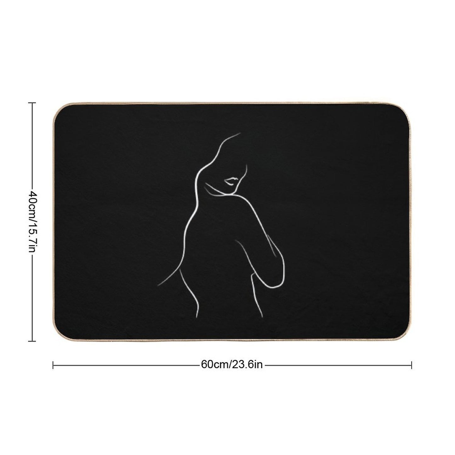 Minimalist Woman Line Art - Leias Lips in Black  Eco-Friendly Bath Mat