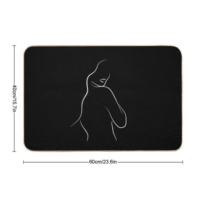 Minimalist Woman Line Art - Leias Lips in Black  Eco-Friendly Bath Mat