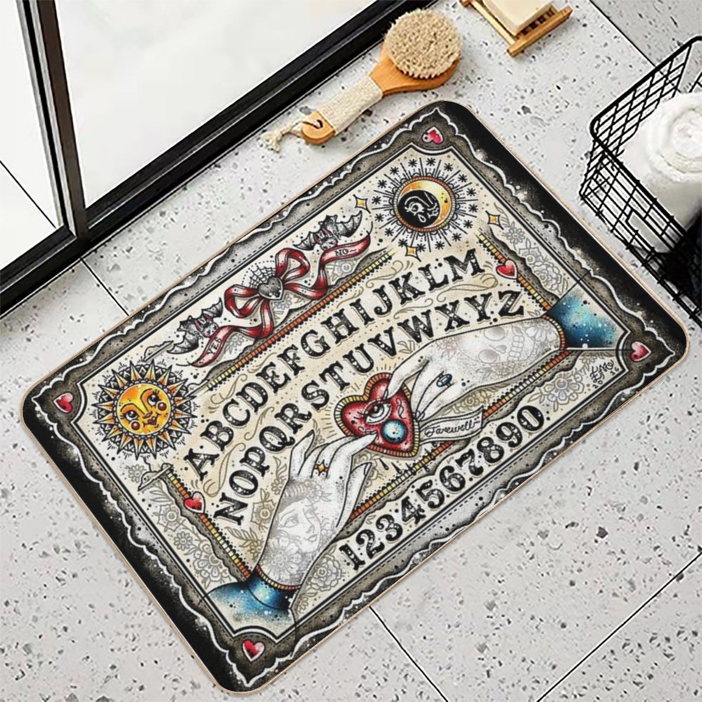 Ouija Board Cute Traditional Tattoo Flash  Versatile Bath Mat