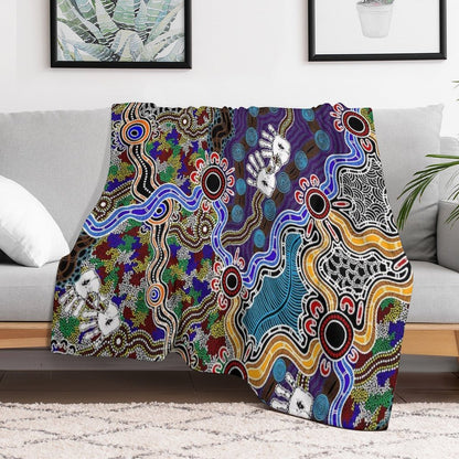 Authentic Aboriginal Art - Discovering Your Dreams Shrink-resistant Throw Blanket