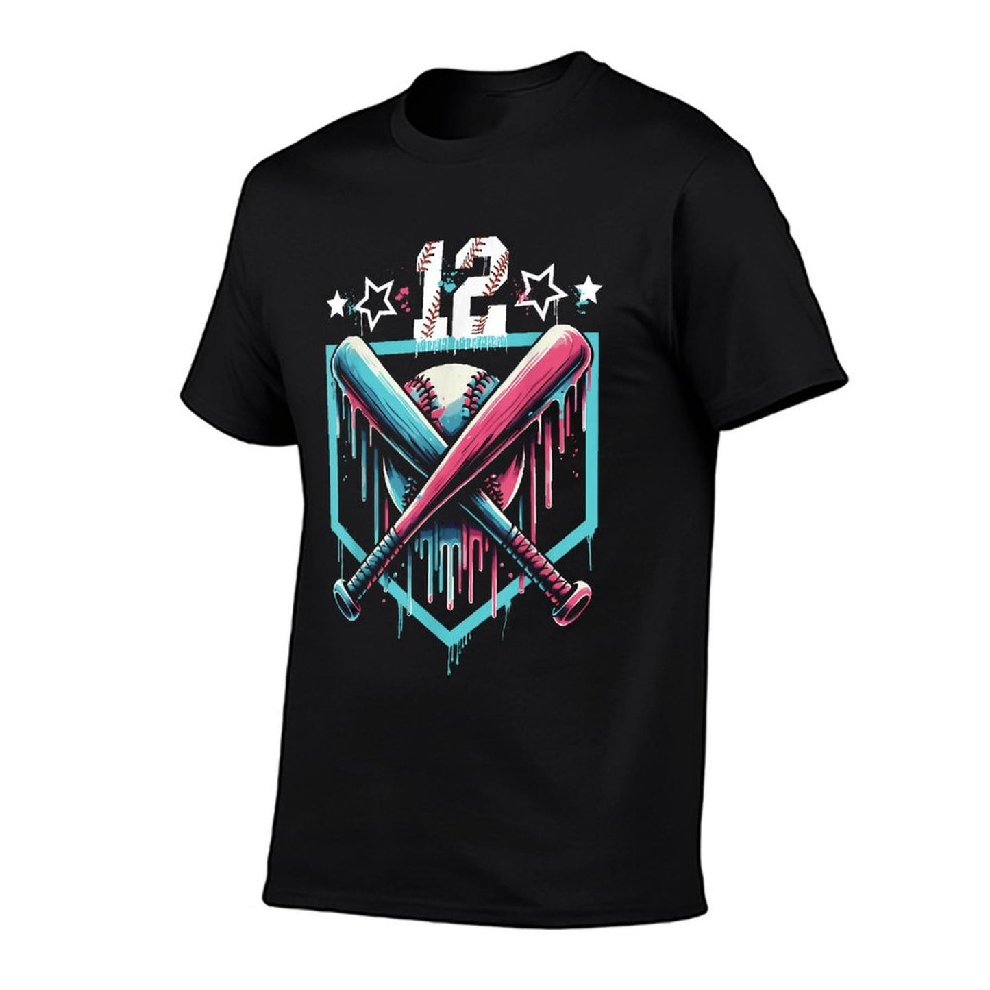 Baseball Drip 12th Birthday Boys Number 12 Youth 12 Year Old  Tagless Design T-Shirt