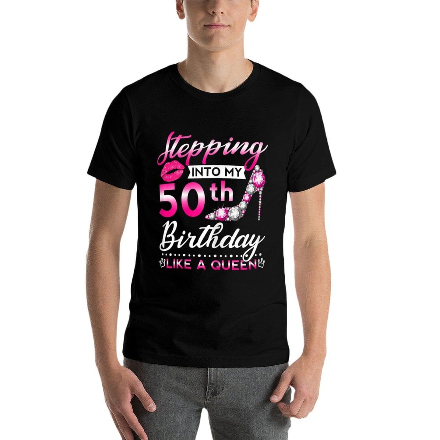 Womens Birthday Stepping Into My 50th Birthday Like A Queen  Classic T-Shirt