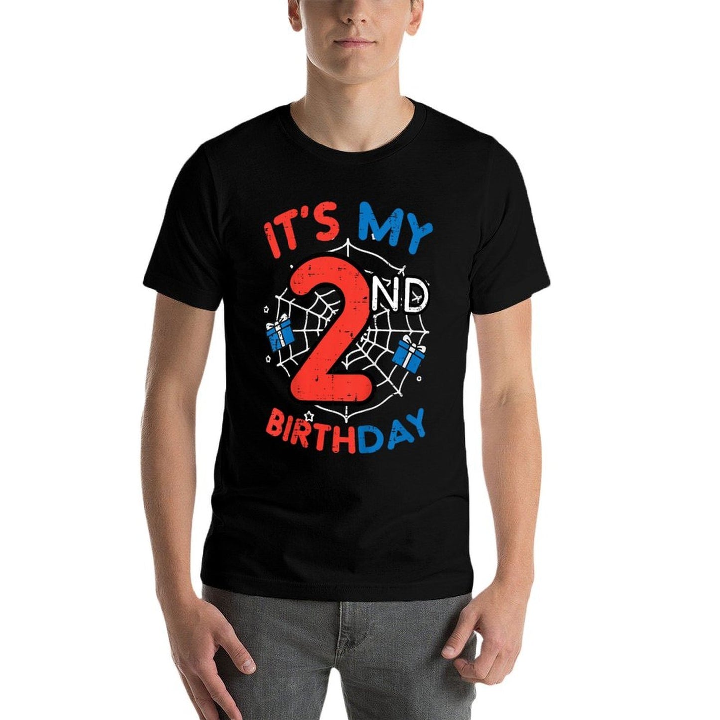 Kids Its My 2nd Birthday Spider Web 2 Year Old Bday Boys Toddler  Polyester Blend T-Shirt