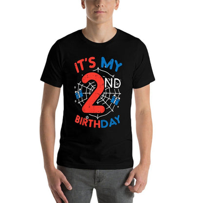 Kids Its My 2nd Birthday Spider Web 2 Year Old Bday Boys Toddler  Polyester Blend T-Shirt