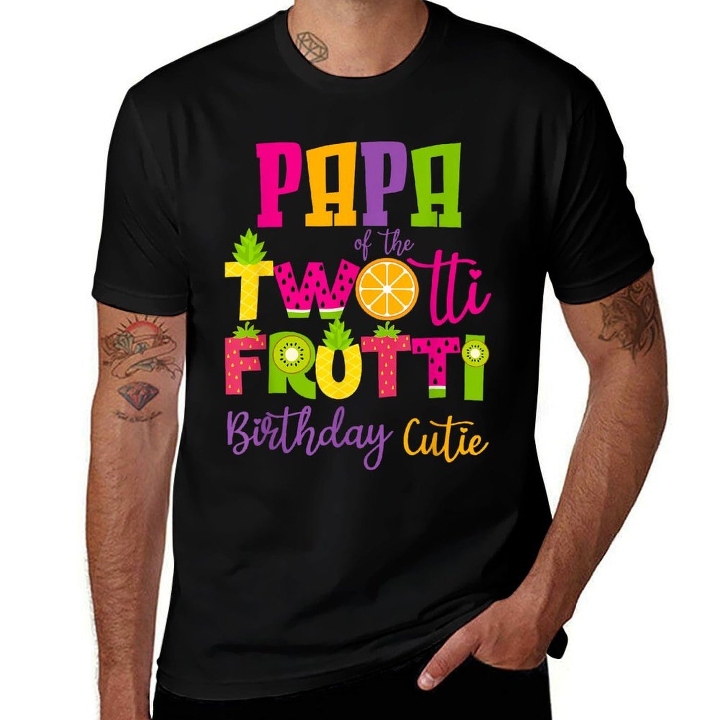 Cute Papa Twotii Frutti Birthday Family 2nd Birthday Girl  Moisture-wicking T-Shirt
