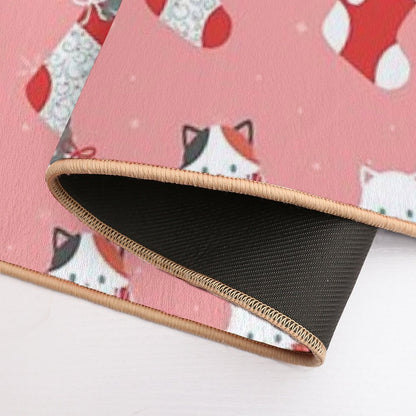 Christmas Cat Stockings  Slip-Resistant Bath Mat