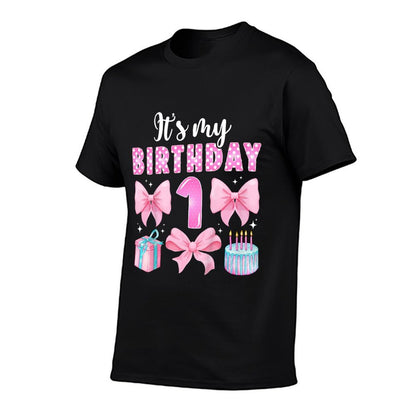 Kids 1st Coquette Themed Birthday One Year Old Girl Coquette Bow Comfortable T-Shirt
