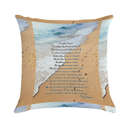 FootPrints in The Sand Soft Multiple Sizes Throw Pillow